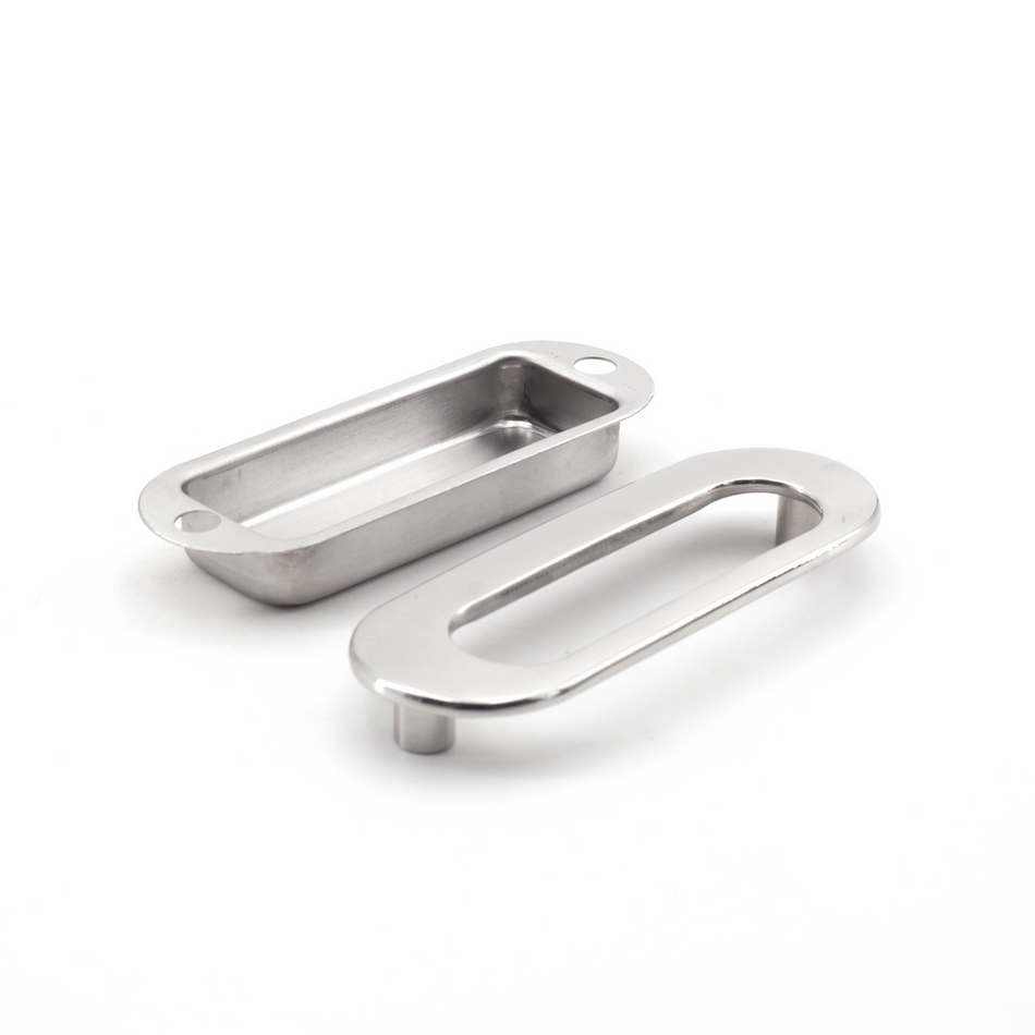 Sugatsune HH-DS114M: 96mm cc Recessed Oval Cabinet Pull - Mirror Stainless Steel