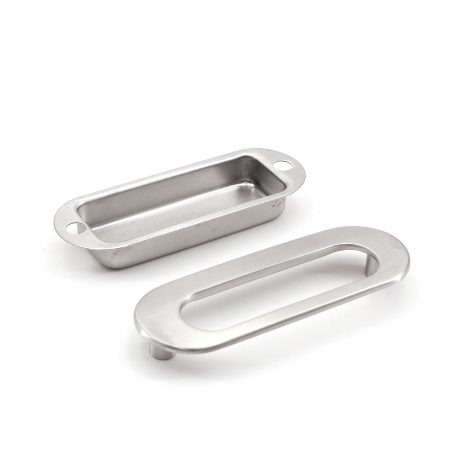 Sugatsune HH-DS114S: 96mm cc Recessed Oval Cabinet Pull - Satin Stainless Steel