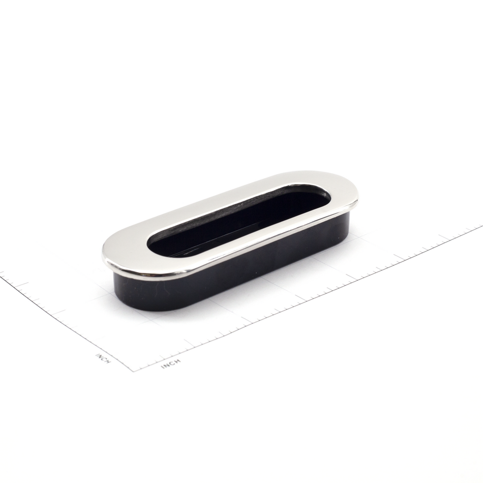 Sugatsune HH-D: 96mm cc Recessed Oval Cabinet Pull - Mirror Stainless Steel