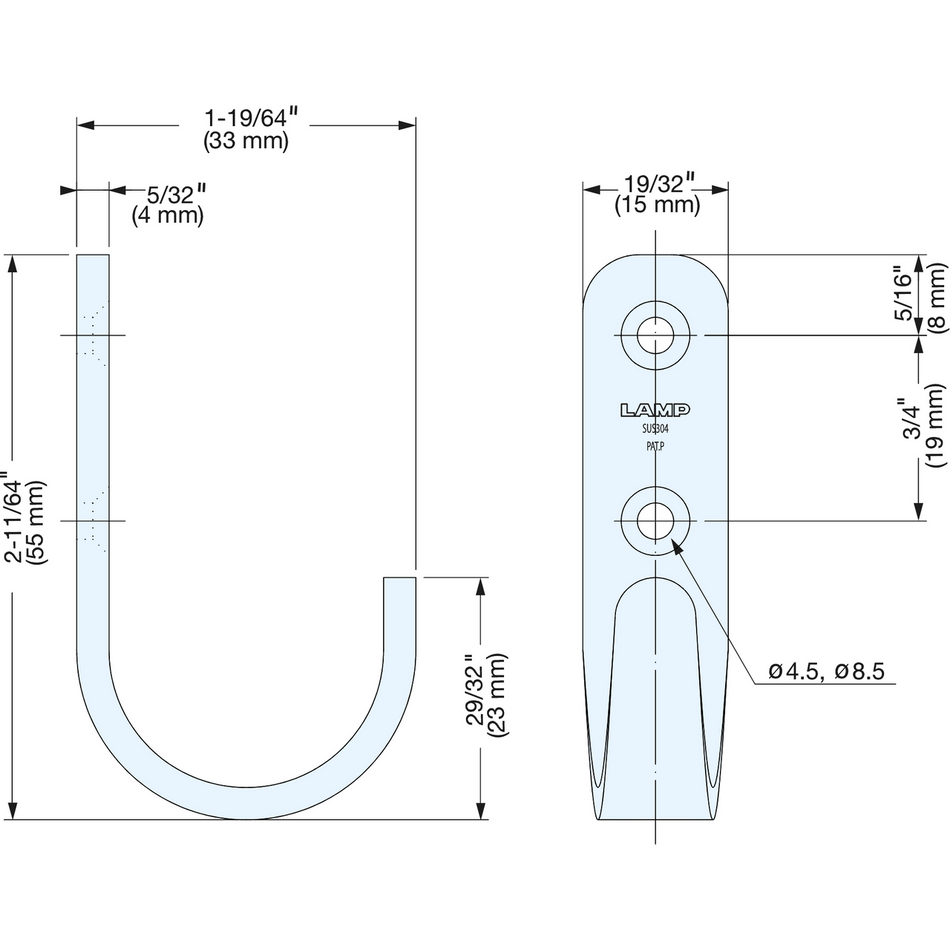 Sugatsune HJT-55SBL: 50mm Utility Wall Hook - Black