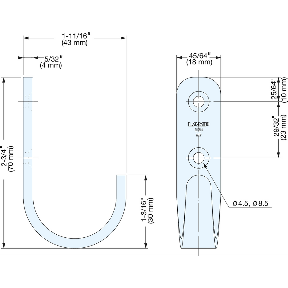 Sugatsune HJT-70SBL: 70mm Utility Wall Hook - Black