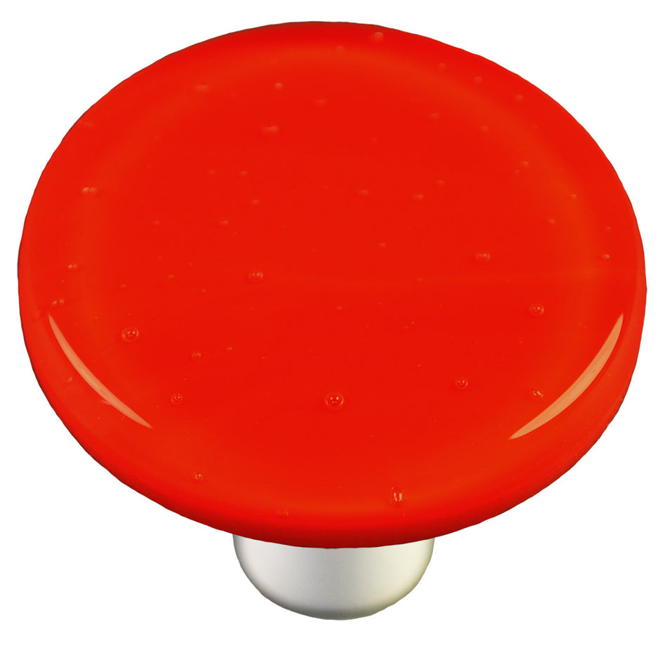 Aquila HK1002-KRB: 1-1/2" Solid Round Cabinet Knob w/Black Post - Tomato Red