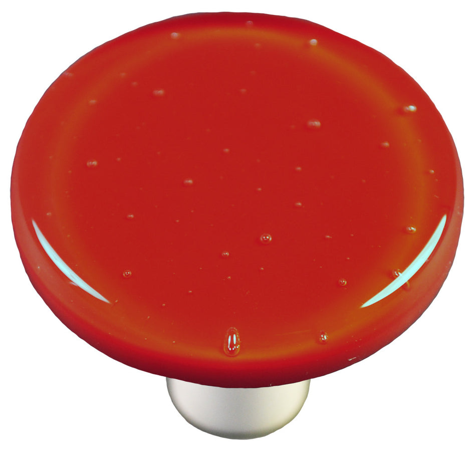Aquila HK1003-KRA: 1-1/2" Solid Round Cabinet Knob w/Aluminum Post - Brick Red
