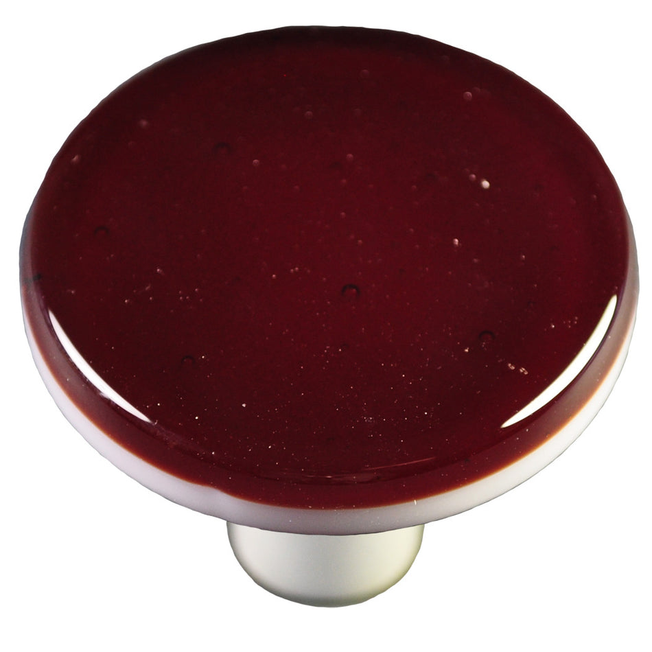 Aquila HK1005-KRA: 1-1/2" Solid Round Cabinet Knob w/Aluminum Post - Garnet Red