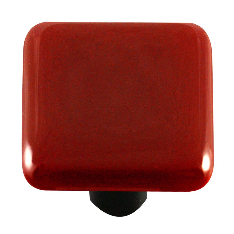 Aquila HK1005-KB: 1-1/2" Solid Square Cabinet Knob w/Black Post - Garnet Red