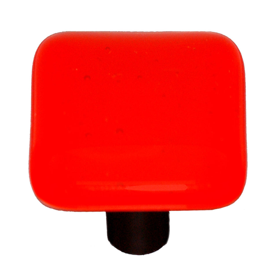 Aquila HK1007-KB: 1-1/2" Solid Square Cabinet Knob w/Black Post - Transparent Orange