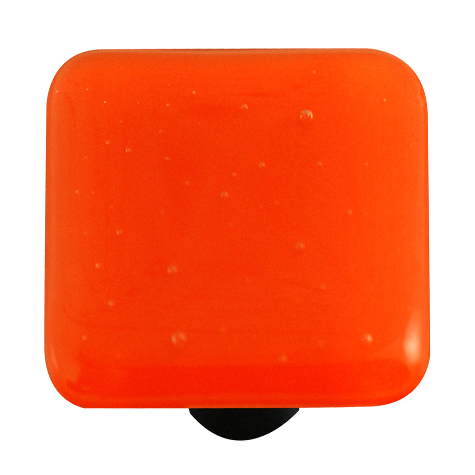 Aquila HK1008-KB: 1-1/2" Solid Square Cabinet Knob w/Black Post - Opal Orange
