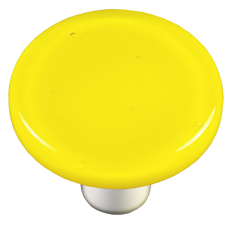 Aquila HK1010-KRB: 1-1/2" Solid Round Cabinet Knob w/Black Post - Canary Yellow