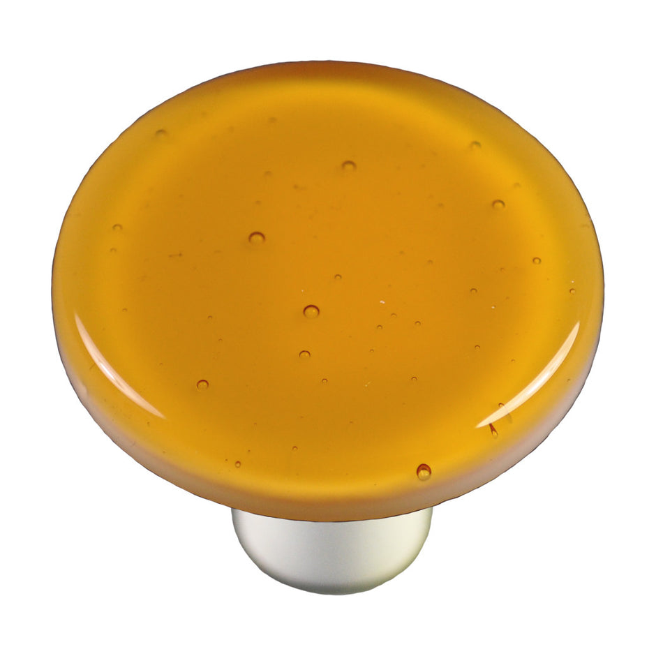 Aquila HK1013-KRA: 1-1/2" Solid Round Cabinet Knob w/Aluminum Post - Medium Amber