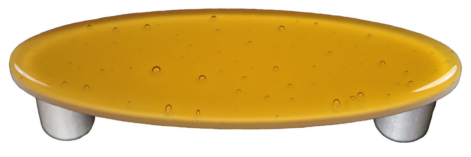 Aquila HK1013-POA: 3" cc Solid Oval Cabinet Pull w/Aluminum Post - Medium Amber