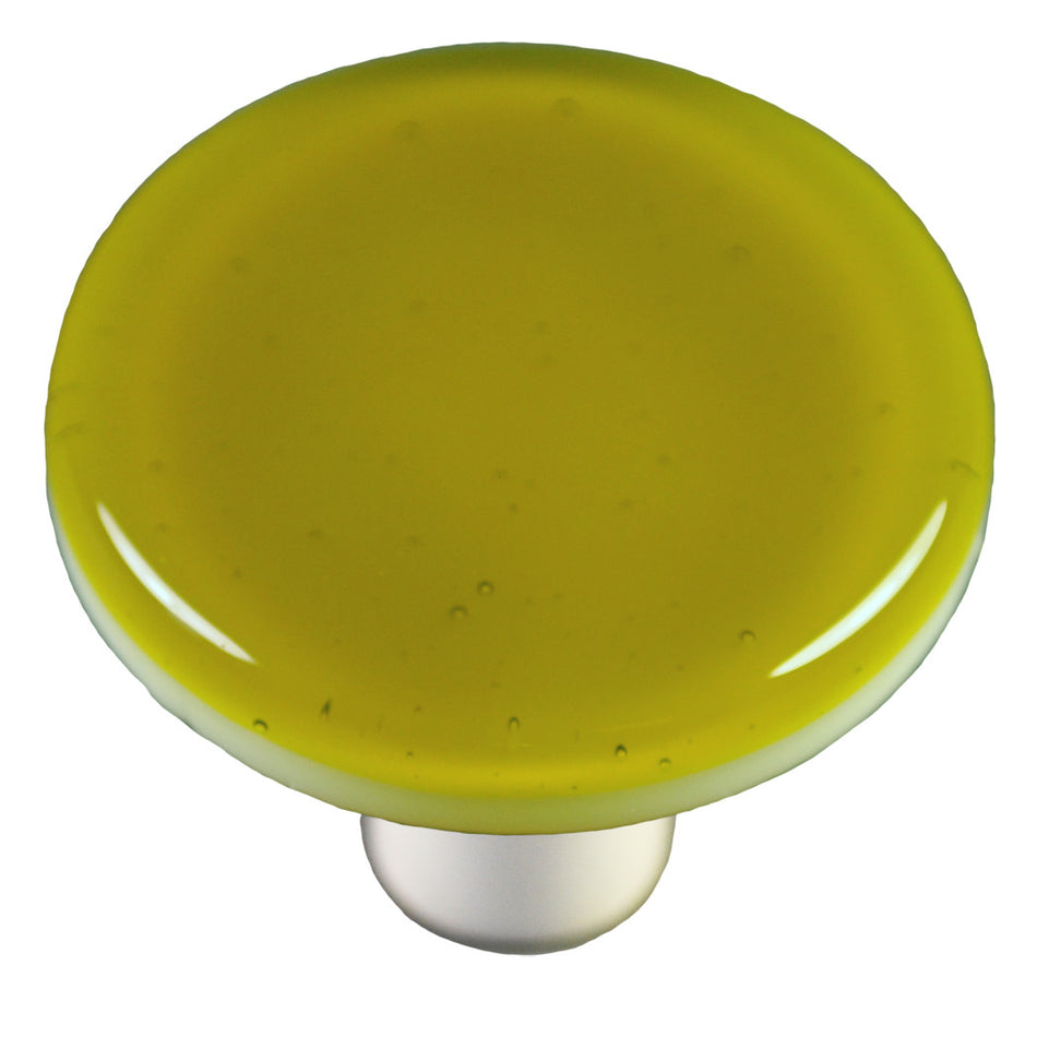 Aquila HK1014-KRA: 1-1/2" Solid Round Cabinet Knob w/Aluminum Post - Chartreuse