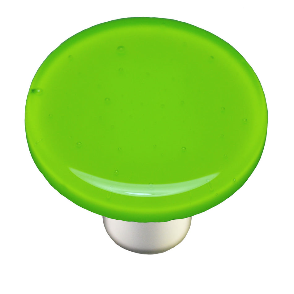 Aquila HK1017-KRB: 1-1/2" Solid Round Cabinet Knob w/Black Post - Spring Green