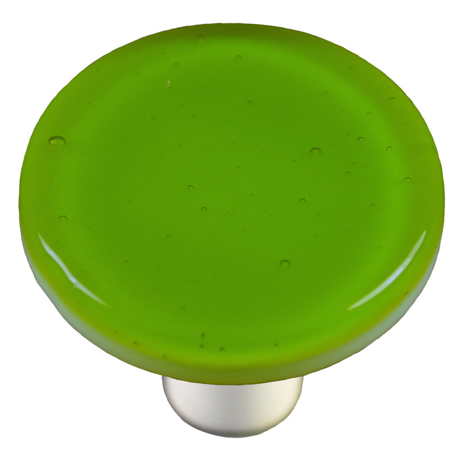 Aquila HK1018-KRA: 1-1/2" Solid Round Cabinet Knob w/Aluminum Post - Spring Green