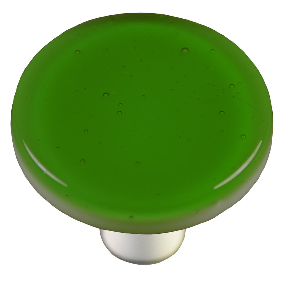 Aquila HK1020-KRA: 1-1/2" Solid Round Cabinet Knob w/Aluminum Post - Light Green