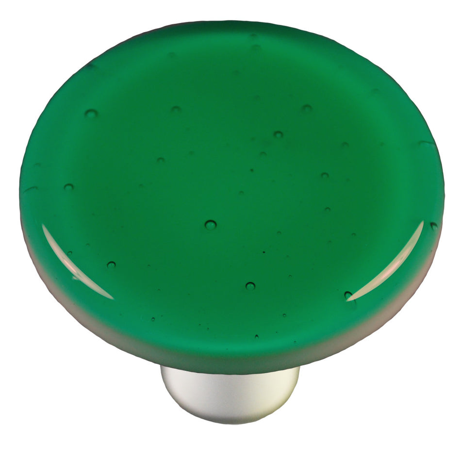 Aquila HK1021-KRA: 1-1/2" Solid Round Cabinet Knob w/Aluminum Post - Emerald Green