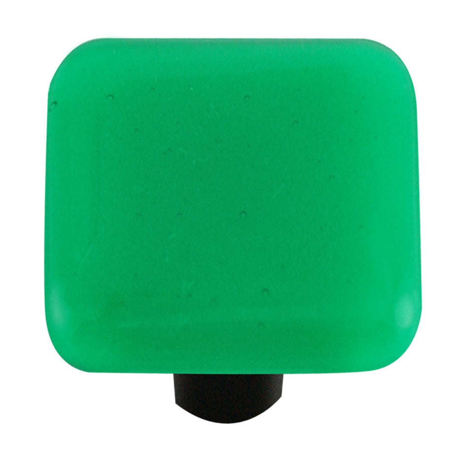 Aquila HK1021-KB: 1-1/2" Solid Square Cabinet Knob w/Black Post - Emerald Green
