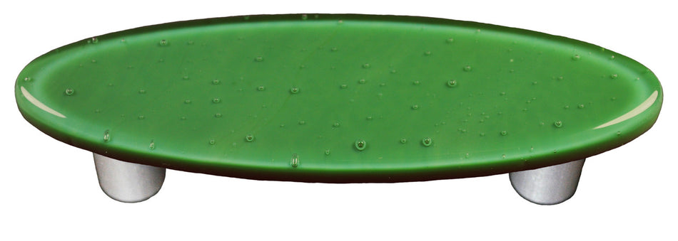 Aquila HK1022-POA: 3" cc Solid Oval Cabinet Pull w/Aluminum Post - Dark Forest Green