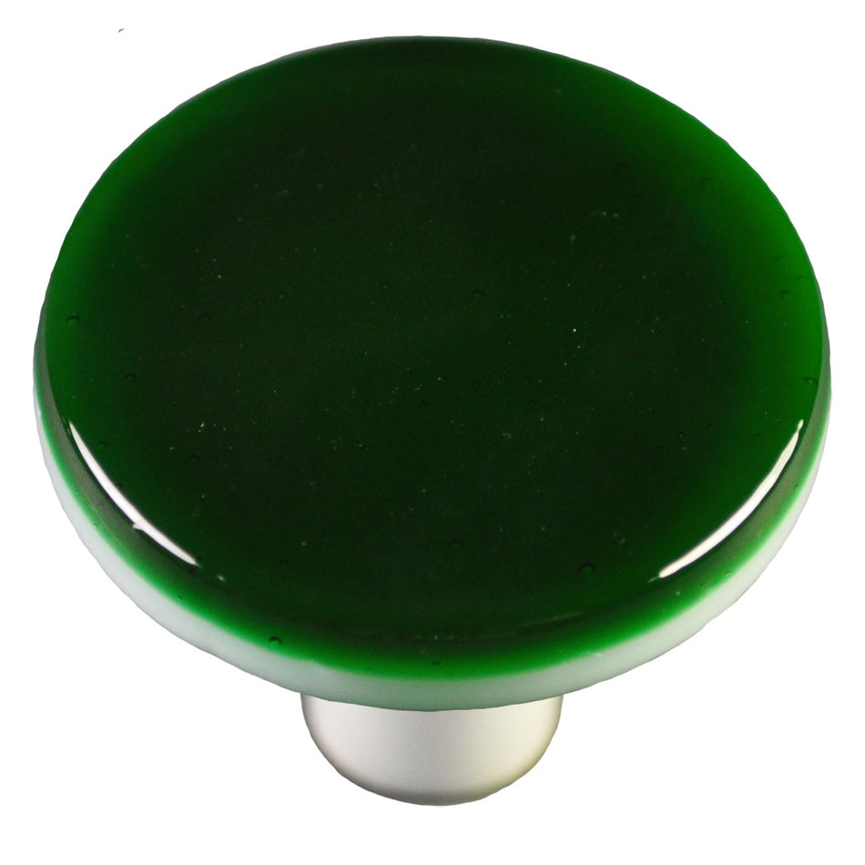 Aquila HK1023-KRA: 1-1/2" Solid Round Cabinet Knob w/Aluminum Post - Kelly Green