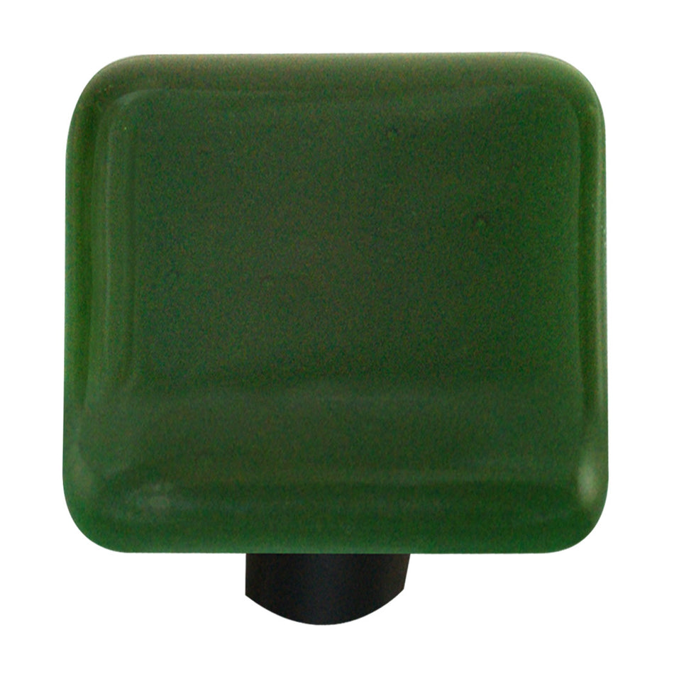 Aquila HK1023-KB: 1-1/2" Solid Square Cabinet Knob w/Black Post - Kelly Green