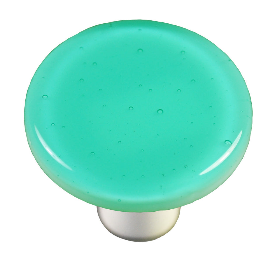 Aquila HK1026-KRA: 1-1/2" Solid Round Cabinet Knob w/Aluminum Post - Light Aqua Blue