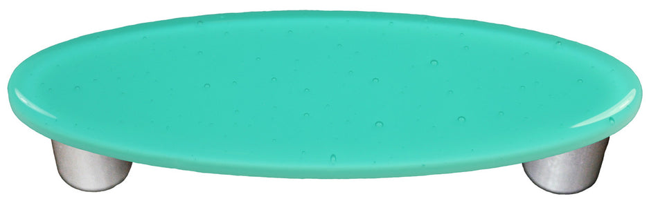Aquila HK1026-POB: 3" cc Solid Oval Cabinet Pull w/Black Post - Light Aqua Blue