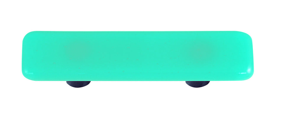 Aquila HK1026-PA: 3" cc Solid Rectangle Cabinet Pull w/Aluminum Post - Light Aqua Blue