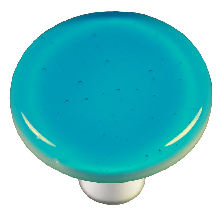 Aquila HK1027-KRA: 1-1/2" Solid Round Cabinet Knob w/Aluminum Post - Turquoise Blue