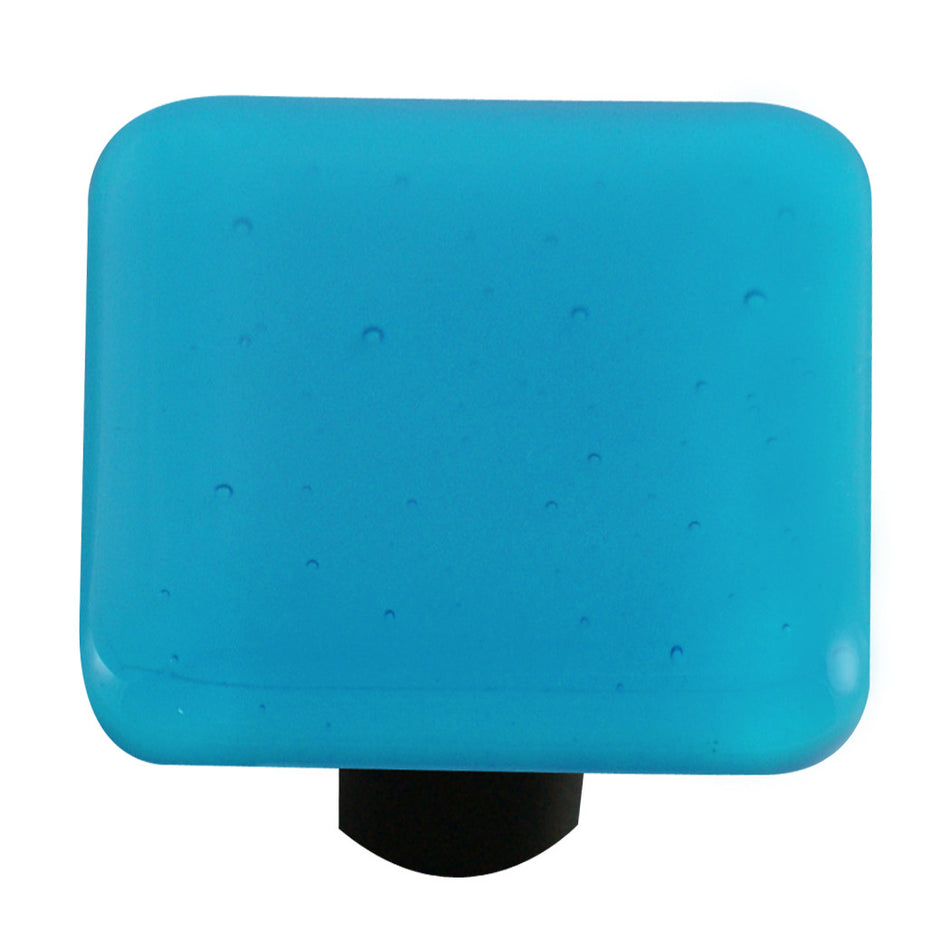 Aquila HK1027-KA: 1-1/2" Solid Square Cabinet Knob w/Aluminum Post - Turquoise Blue