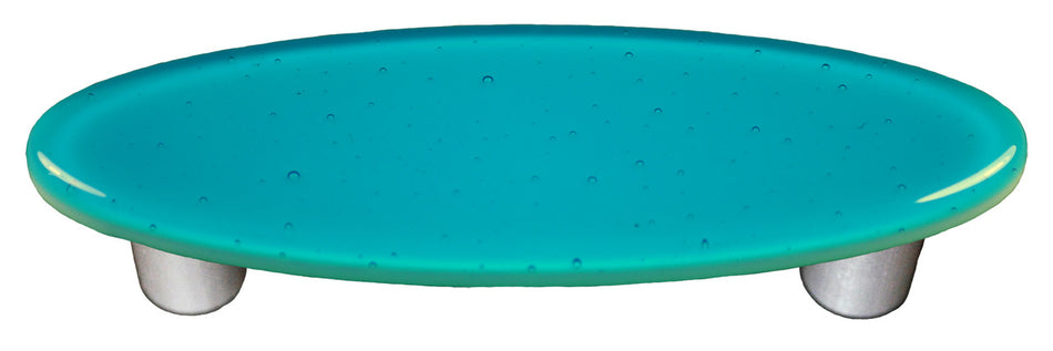 Aquila HK1027-POA: 3" cc Solid Oval Cabinet Pull w/Aluminum Post - Turquoise Blue