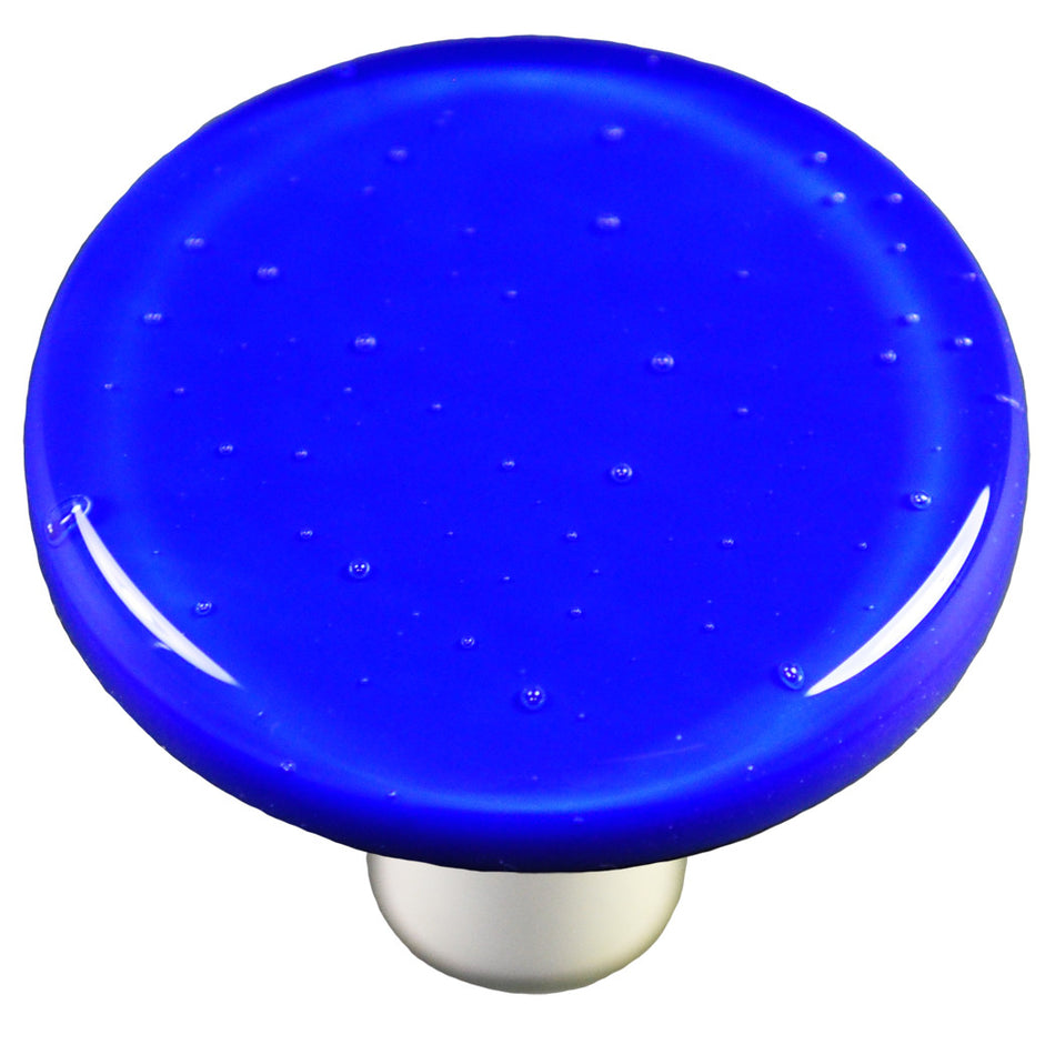 Aquila HK1030-KRB: 1-1/2" Solid Round Cabinet Knob w/Black Post - Deep Cobalt Blue