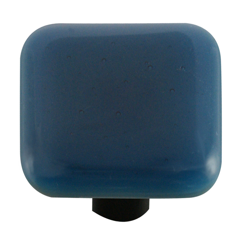 Aquila HK1032-KB: 1-1/2" Solid Square Cabinet Knob w/Black Post - Steel Blue