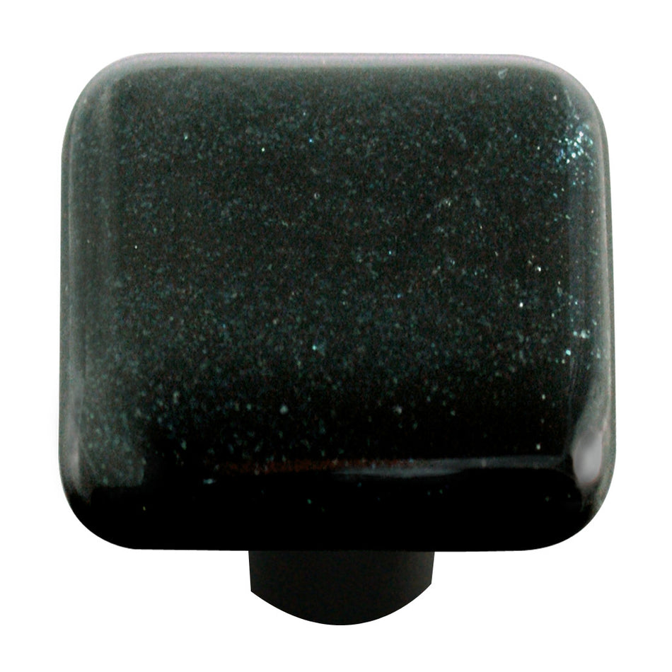 Aquila HK1033-KB: 1-1/2" Solid Square Cabinet Knob w/Black Post - Dark Metallic Blue