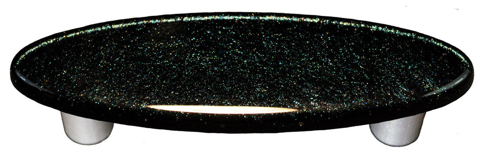 Aquila HK1033-POB: 3" cc Solid Oval Cabinet Pull w/Black Post - Dark Metallic Blue