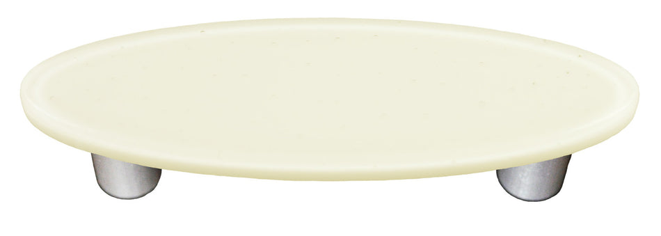 Aquila HK1038-POA: 3" cc Solid Oval Cabinet Pull w/Aluminum Post - White