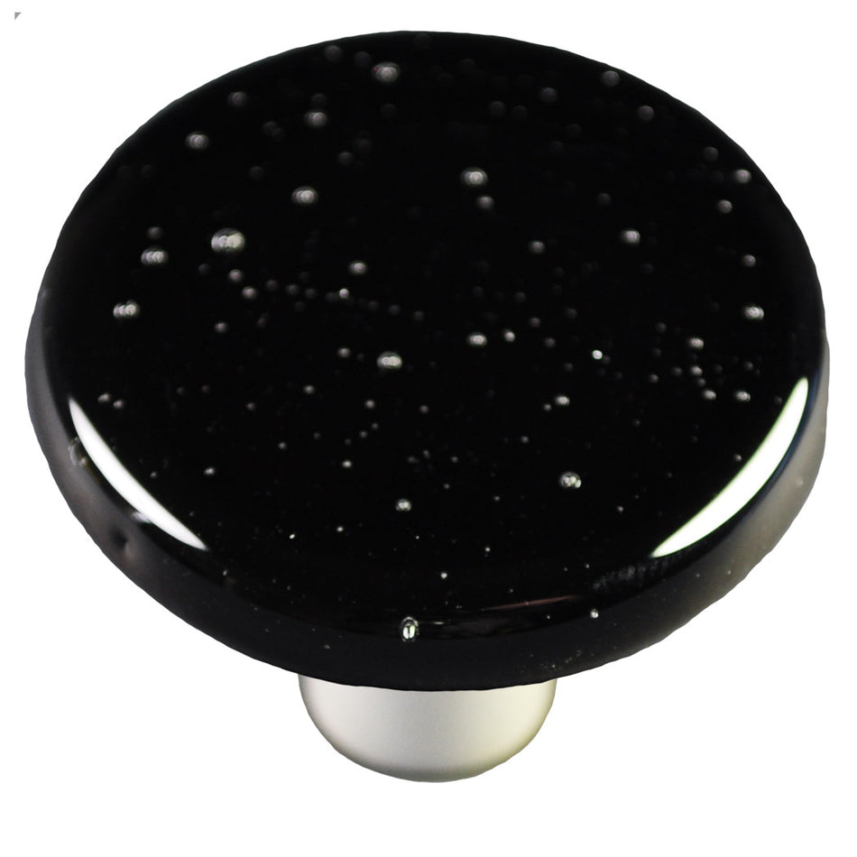 Aquila HK1043-KRA: 1-1/2" Solid Round Cabinet Knob w/Aluminum Post - Black