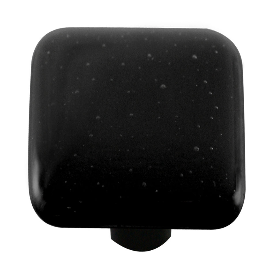 Aquila HK1043-KB: 1-1/2" Solid Square Cabinet Knob w/Black Post - Black
