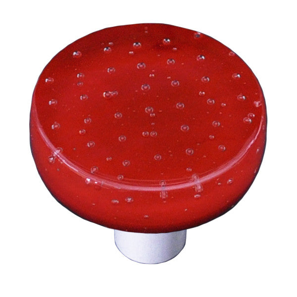 Aquila HK1200-KRB: 1-1/2" Bubbles Round Cabinet Knob w/Black Post - Red