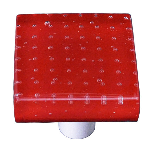 Aquila HK1200-KA: 1-1/2" Bubbles Square Cabinet Knob w/Aluminum Post - Red