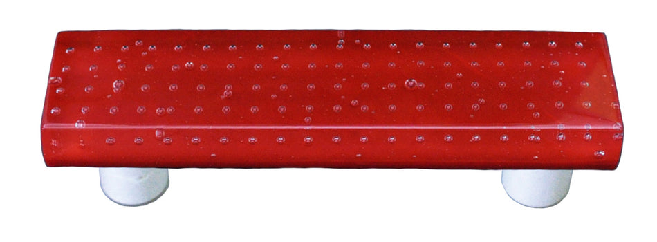Aquila HK1200-PA: 3" cc Bubbles Rectangle Cabinet Pull w/Aluminum Post - Red