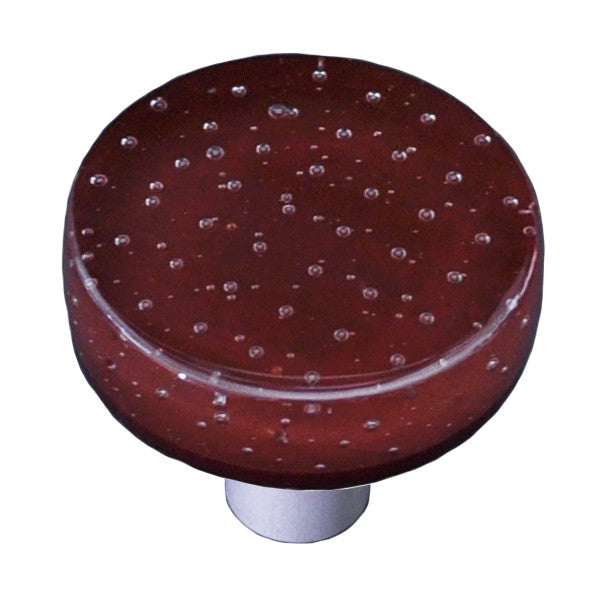 Aquila HK1201-KRB: 1-1/2" Bubbles Round Cabinet Knob w/Black Post - Deep Red