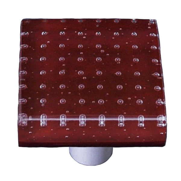 Aquila HK1201-KA: 1-1/2" Bubbles Square Cabinet Knob w/Aluminum Post - Deep Red