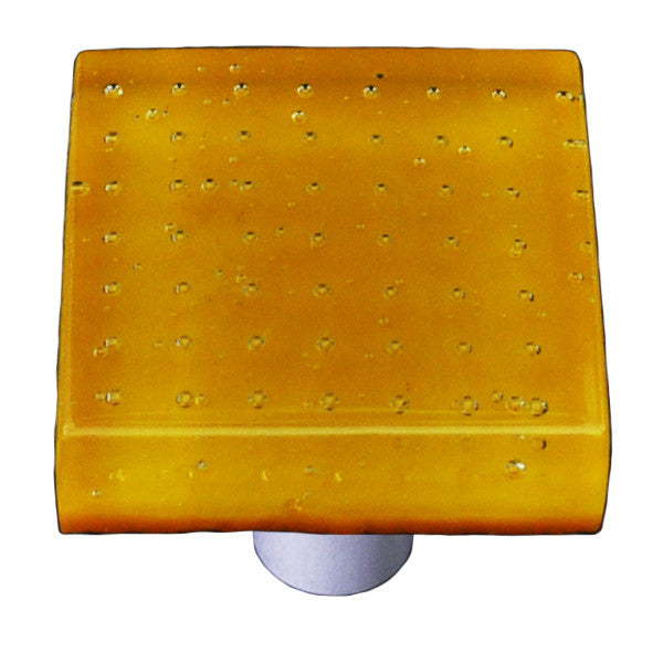 Aquila HK1203-KA: 1-1/2" Bubbles Square Cabinet Knob w/Aluminum Post - Pumpkin Orange