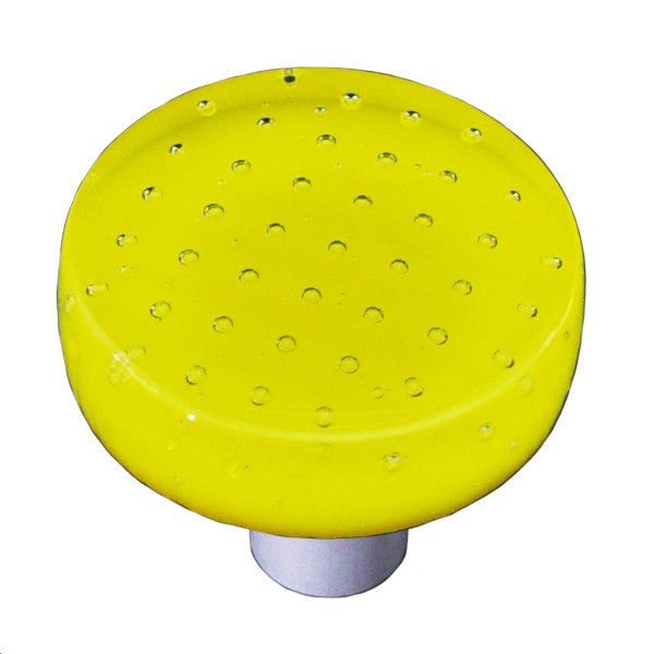 Aquila HK1204-KRB: 1-1/2" Bubbles Round Cabinet Knob w/Black Post - Sunflower Yellow