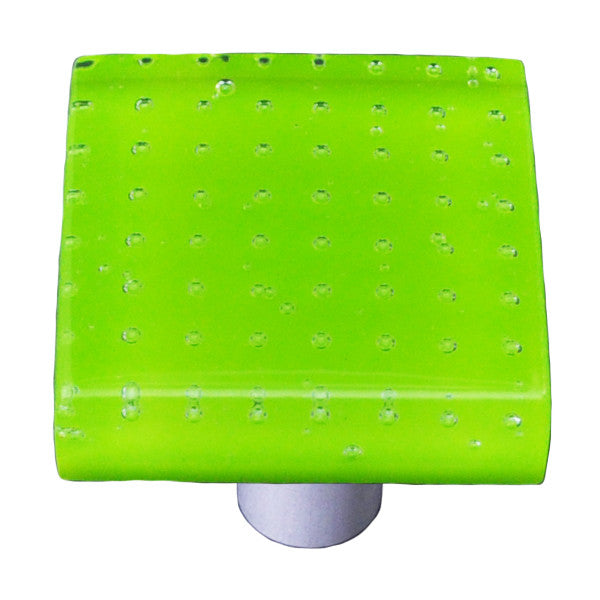 Aquila HK1205-KB: 1-1/2" Bubbles Square Cabinet Knob w/Black Post - Spring Green