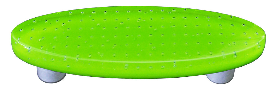 Aquila HK1205-POB: 3" cc Bubbles Oval Cabinet Pull w/Black Post - Spring Green