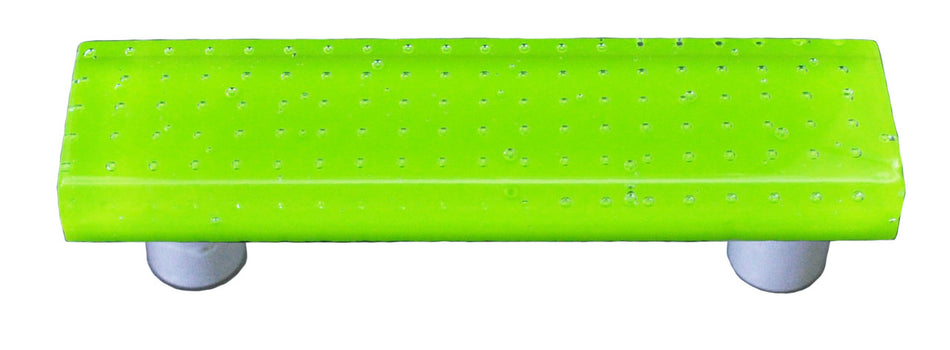 Aquila HK1205-PA: 3" cc Bubbles Rectangle Cabinet Pull w/Aluminum Post - Spring Green