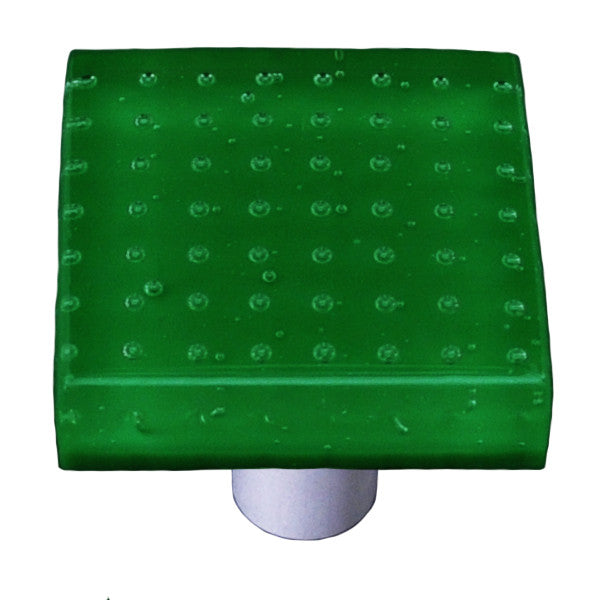 Aquila HK1206-KA: 1-1/2" Bubbles Square Cabinet Knob w/Aluminum Post - Dark Forest Green