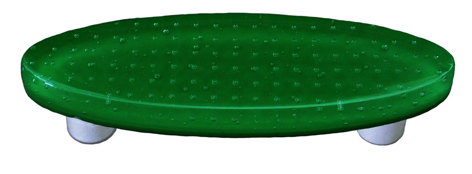 Aquila HK1206-POA: 3" cc Bubbles Oval Cabinet Pull w/Aluminum Post - Dark Forest Green