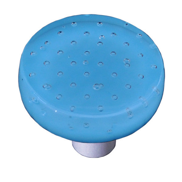 Aquila HK1207-KRB: 1-1/2" Bubbles Round Cabinet Knob w/Black Post - Light Cyan