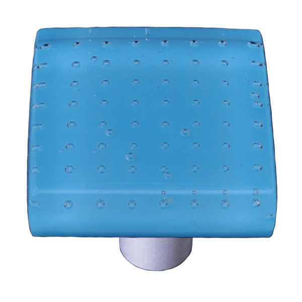 Aquila HK1207-KB: 1-1/2" Bubbles Square Cabinet Knob w/Black Post - Light Cyan